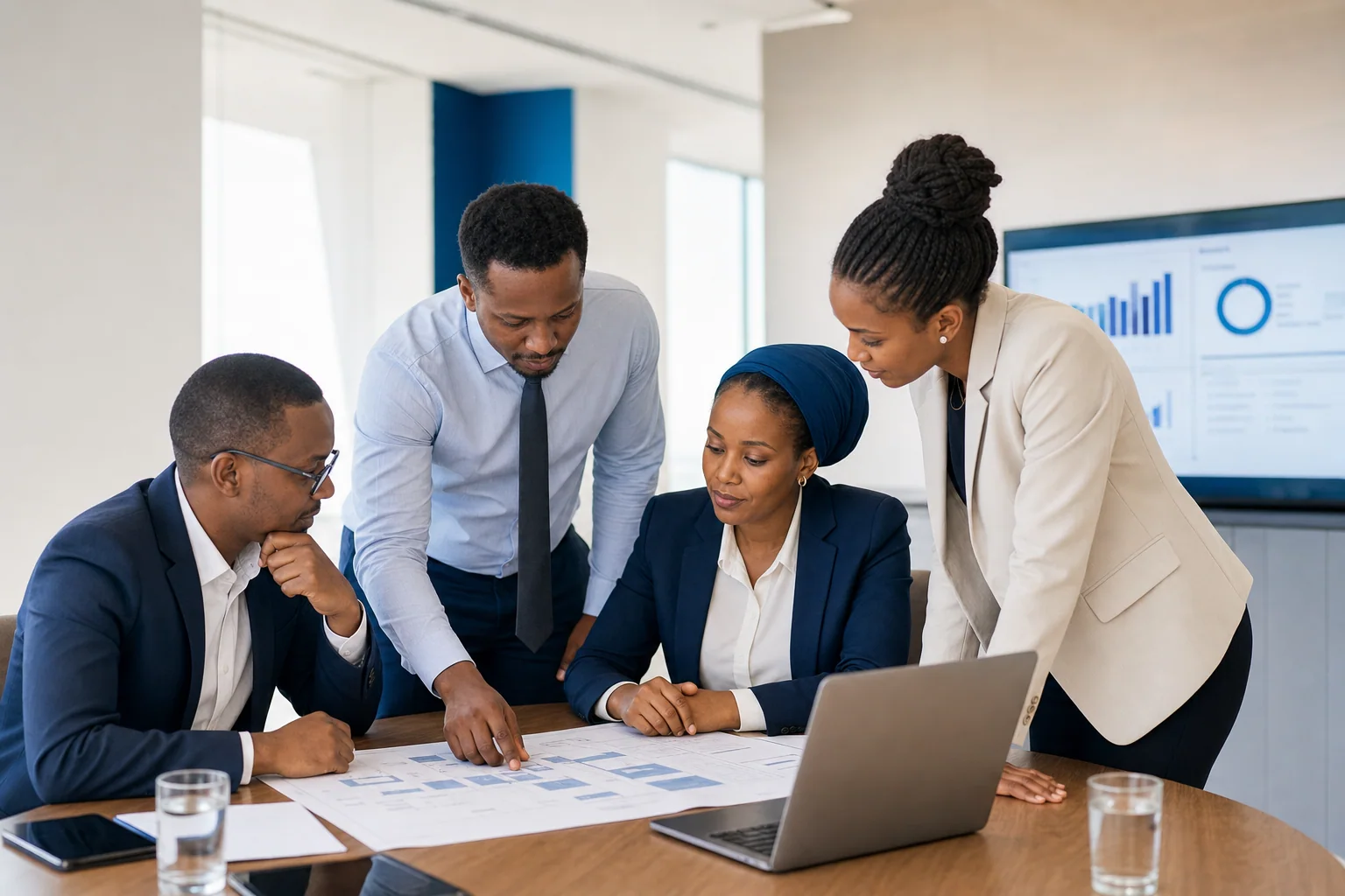 Tanzanian digital consulting team reviewing an operational transformation roadmap